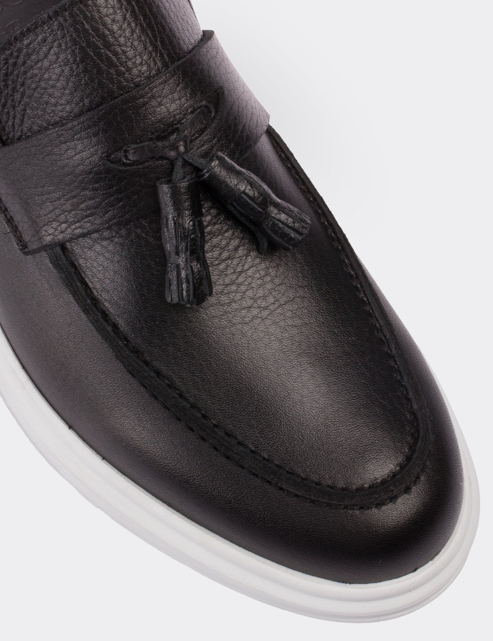 Black  Leather Loafers - 01587MSYHP02