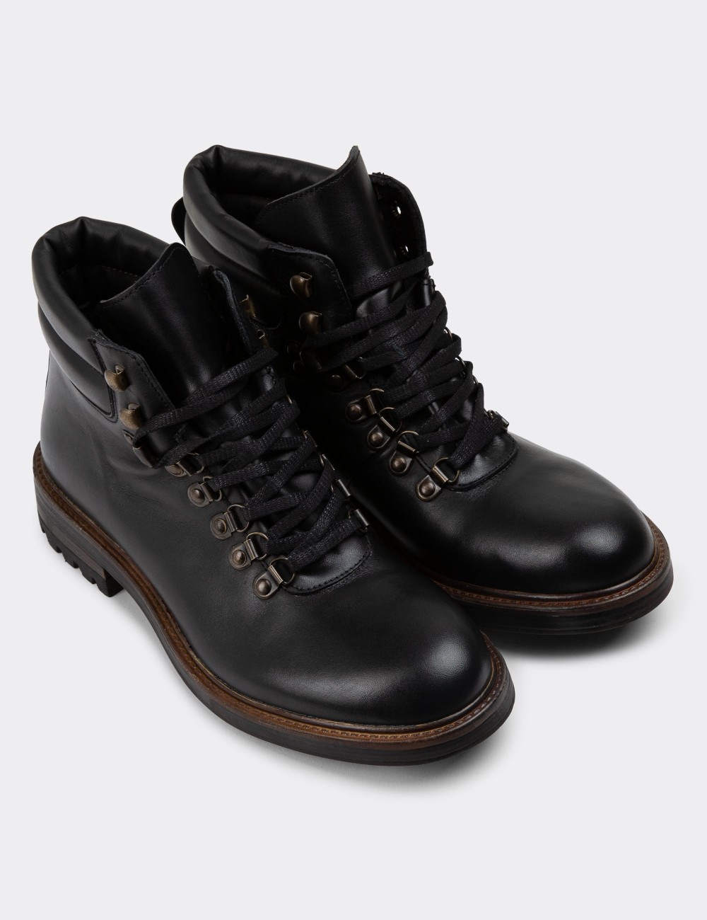 Black Leather Boots - 01923MSYHC01