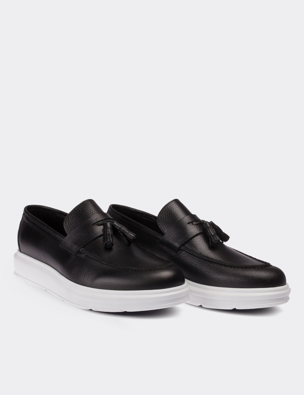 Black  Leather Loafers - 01587MSYHP02