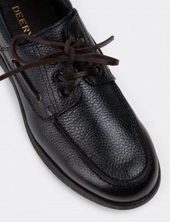Navy Leather Lace-up Shoes - 01941MLCVC01