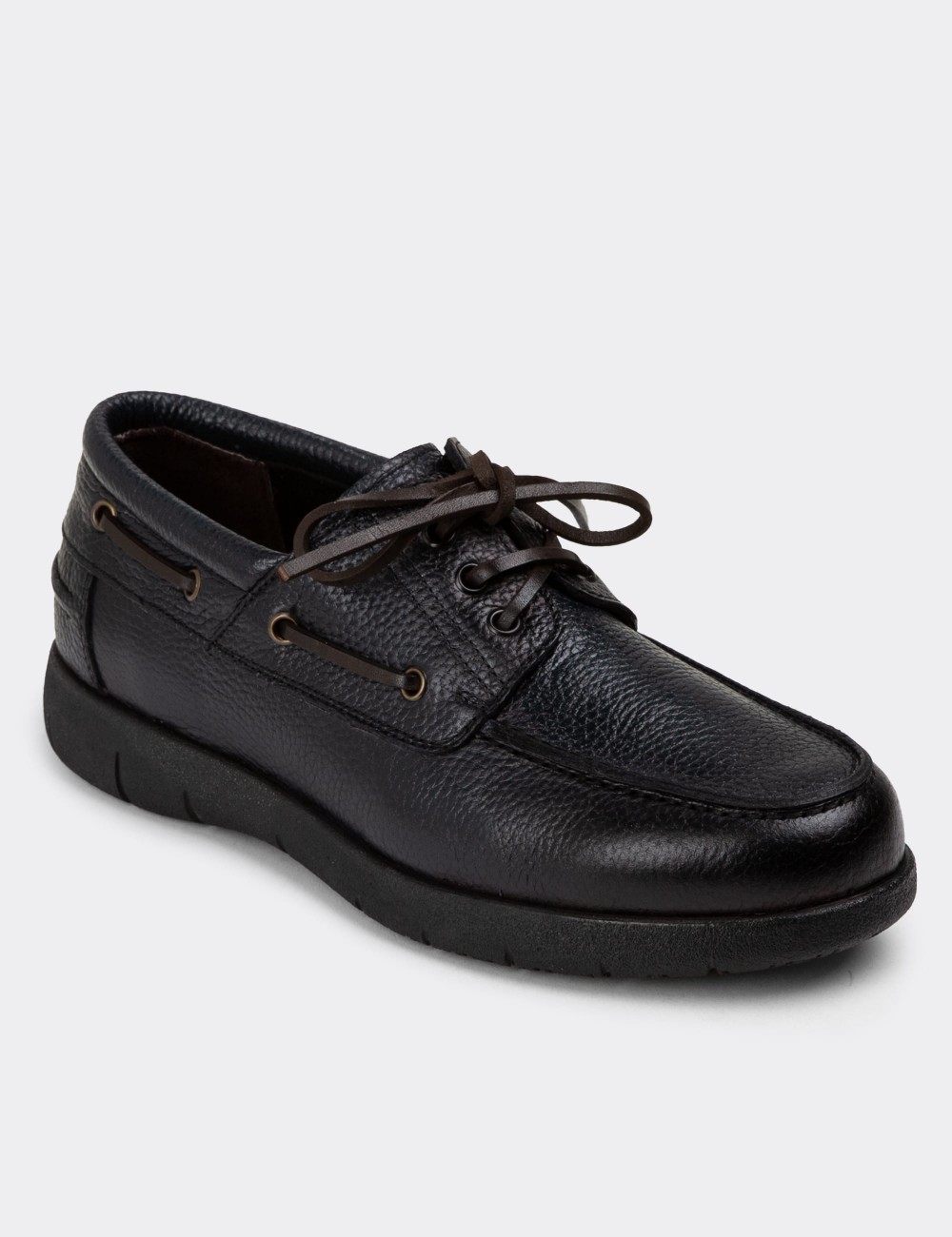 Navy Leather Lace-up Shoes - 01941MLCVC01