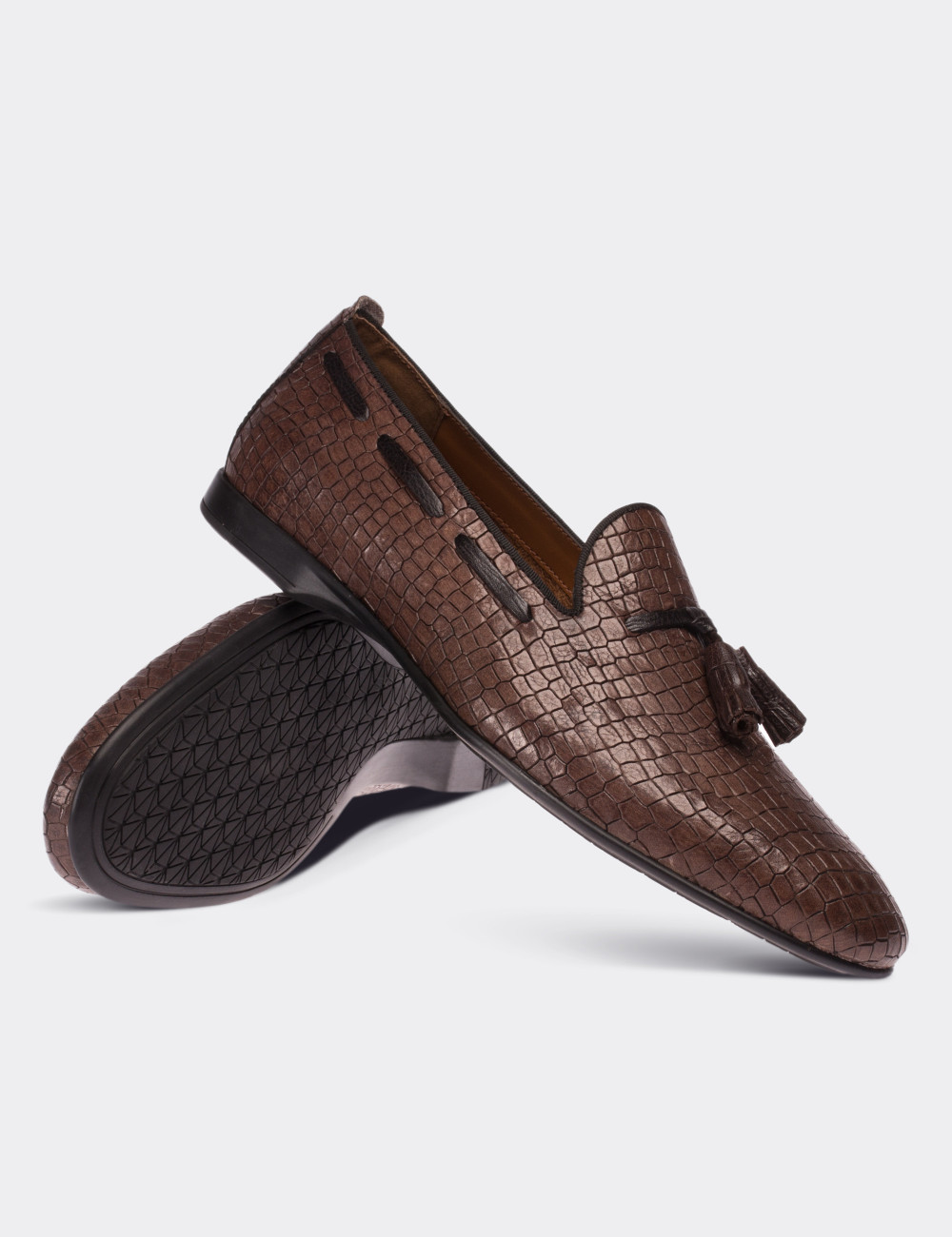 Sandstone  Leather Loafers - 01643MVZNC02