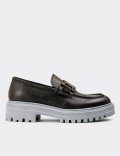 Gray Leather Loafers
