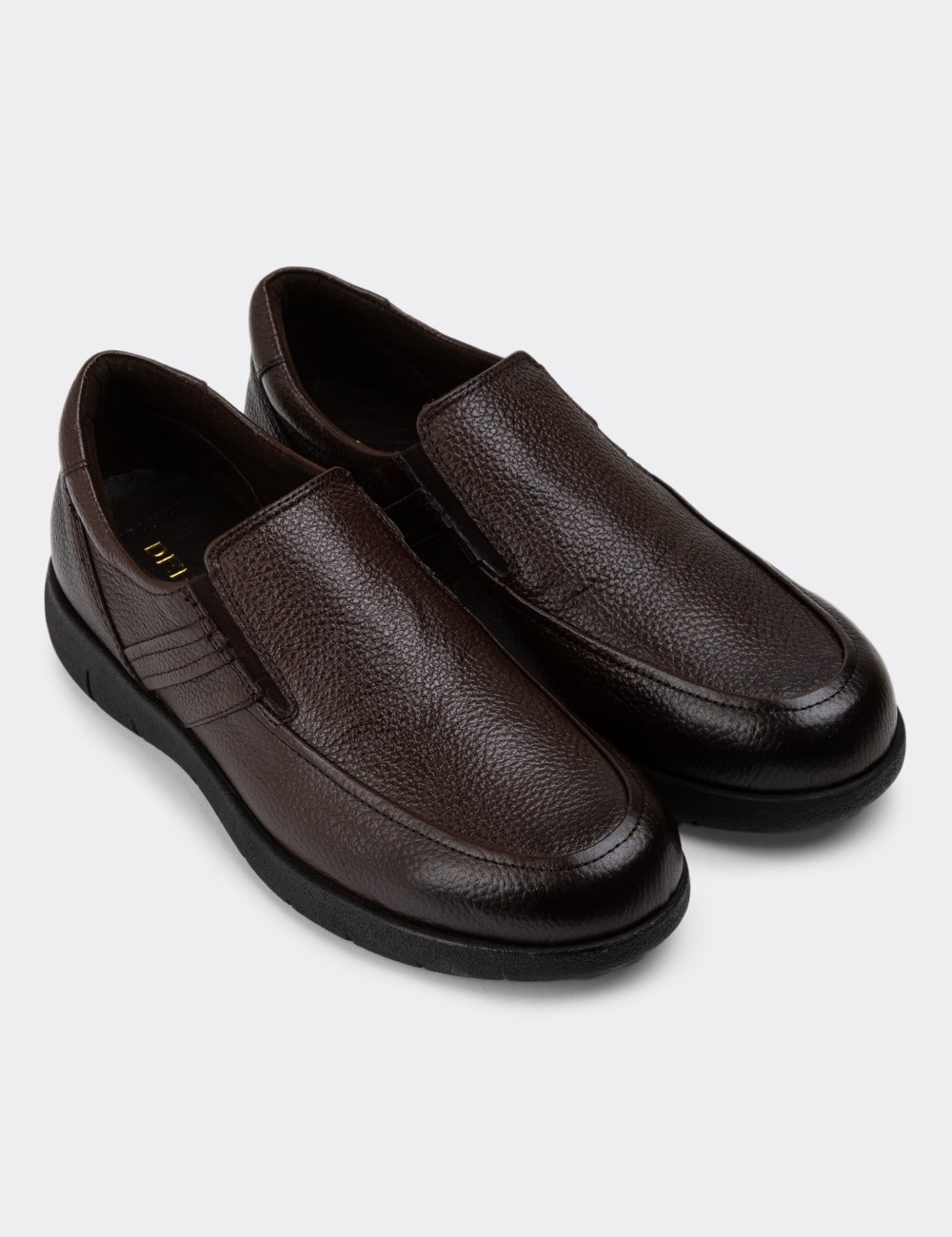 Brown Leather Loafers Shoes - 01946MKHVC01