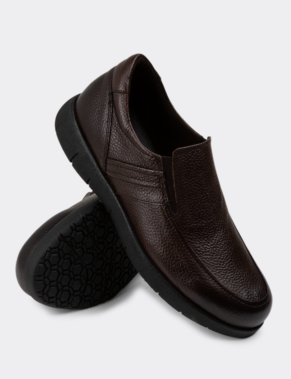 Brown Leather Loafers Shoes - 01946MKHVC01