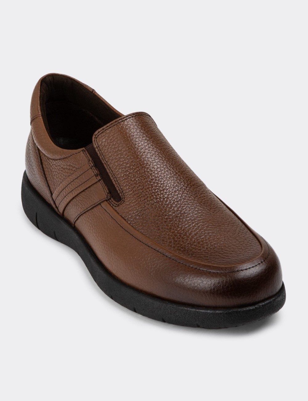 Tan Leather Loafers Shoes - 01946MTBAC01