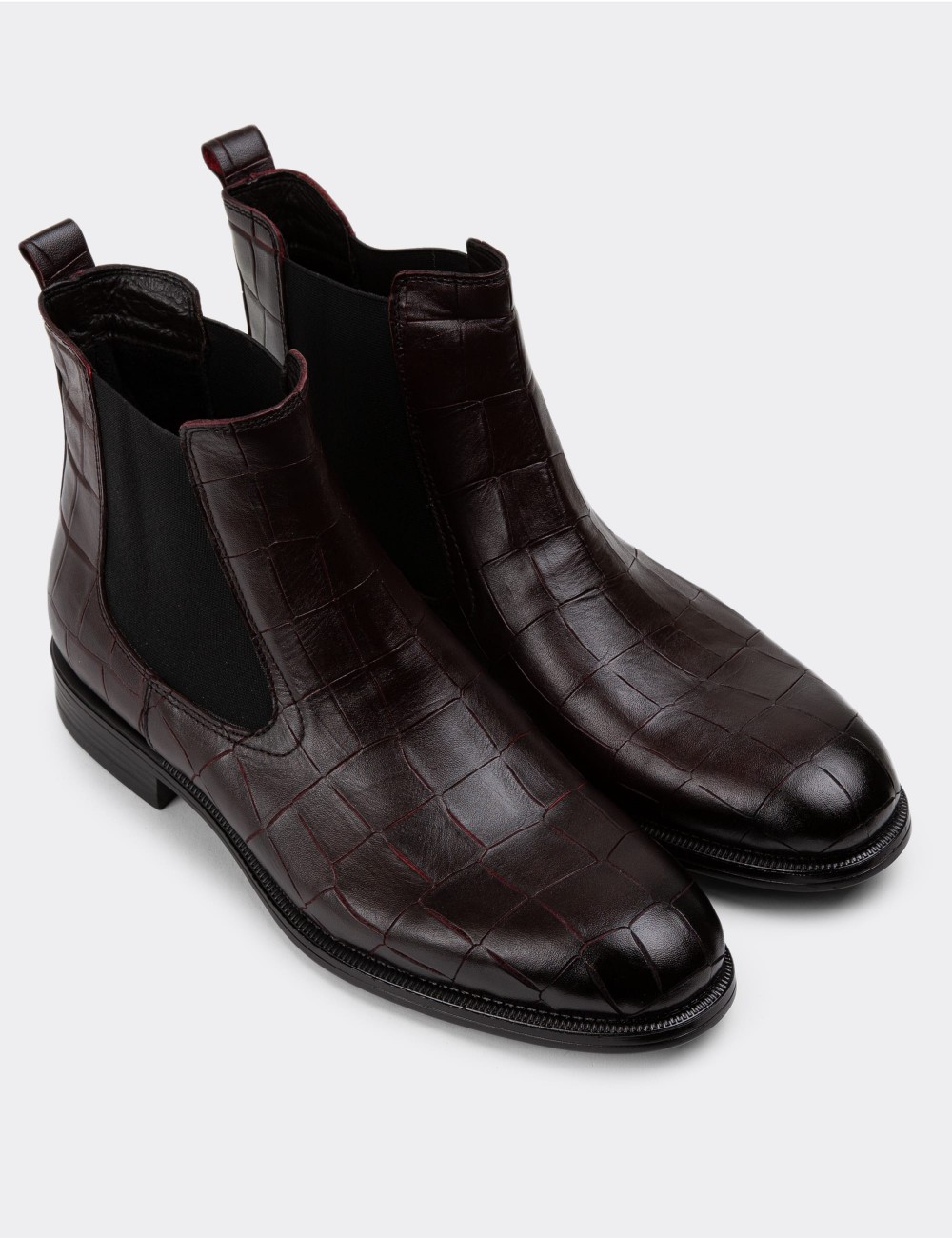 Burgundy Leather Chelsea Boots - 01919MBRDC01