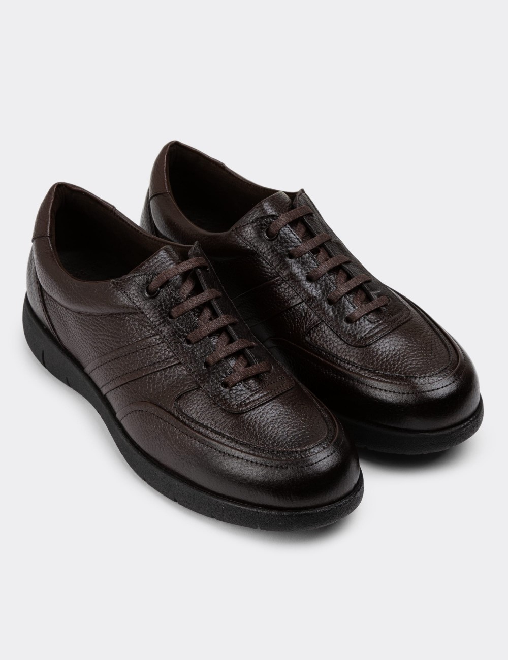 Brown Leather Lace-up Shoes - 01944MKHVC02