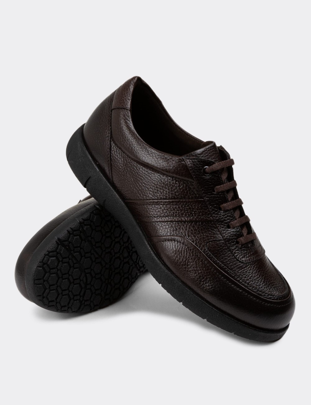 Brown Leather Lace-up Shoes - 01944MKHVC02