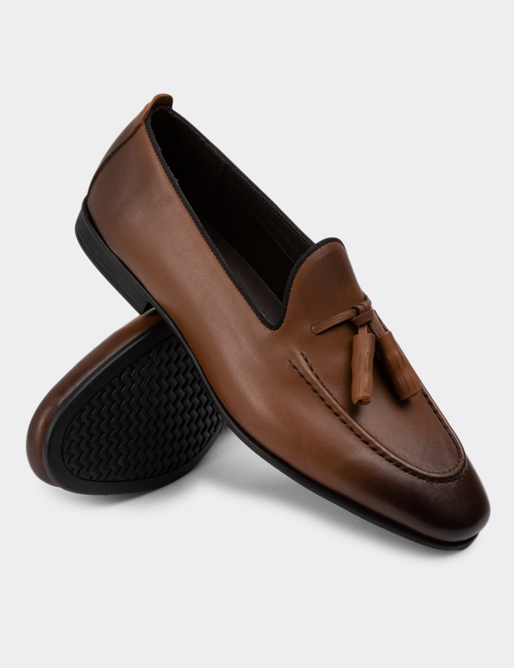 Tan Leather Loafers - 01701MTBAC05