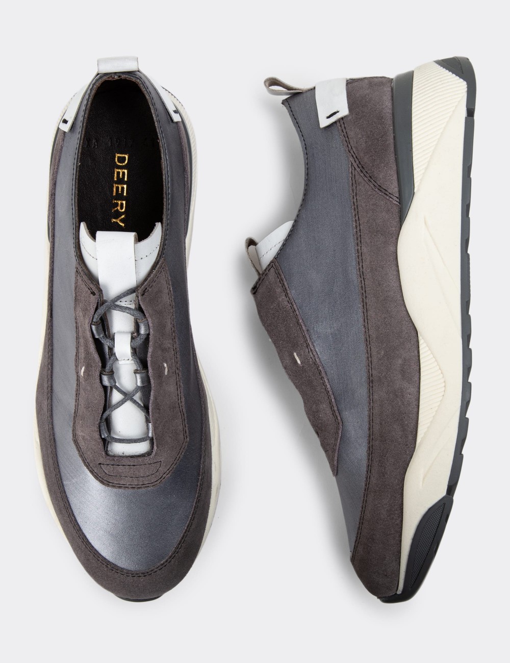 Gray Suede Leather Sneakers - 01917MGRIE01