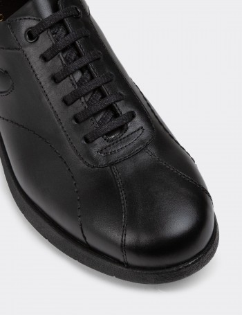 Black Leather Lace-up Shoes - 01945MSYHC01