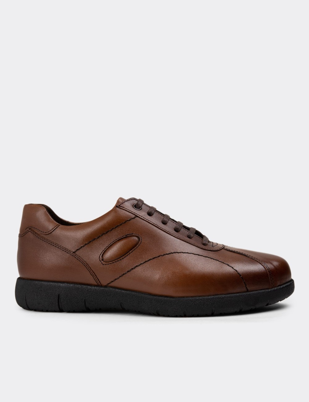 Tan Leather Lace-up Shoes - 01945MTBAC01