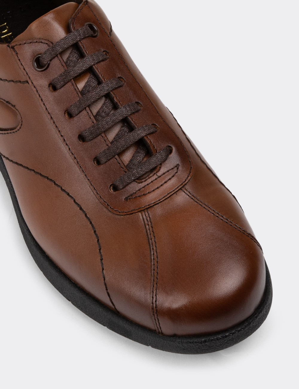 Tan Leather Lace-up Shoes - 01945MTBAC01