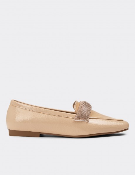 Beige Patent Loafers