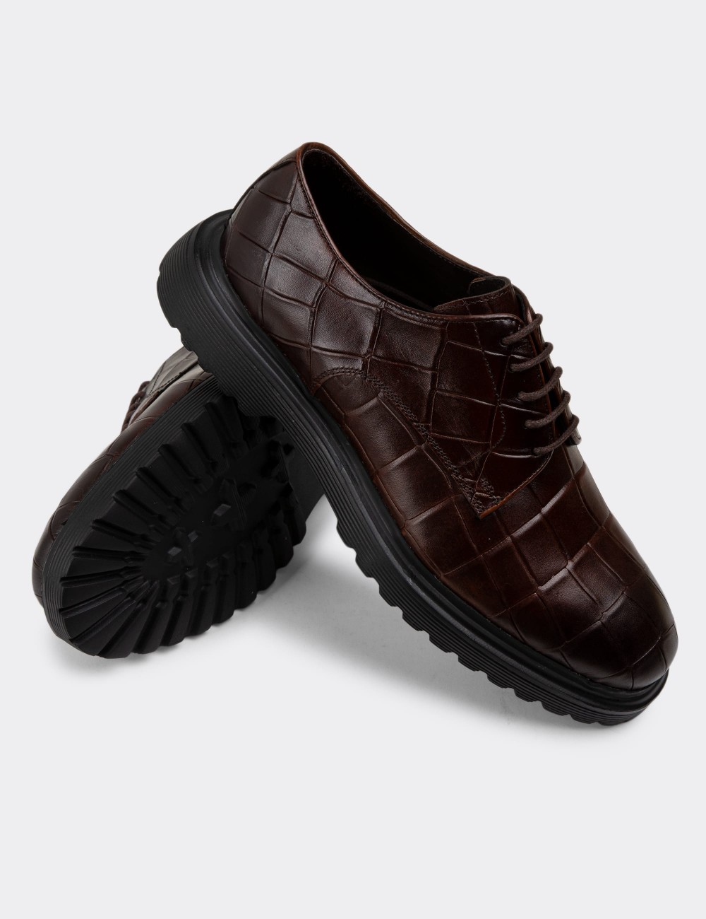 Brown Leather Lace-up Shoes - 01854MKHVE01