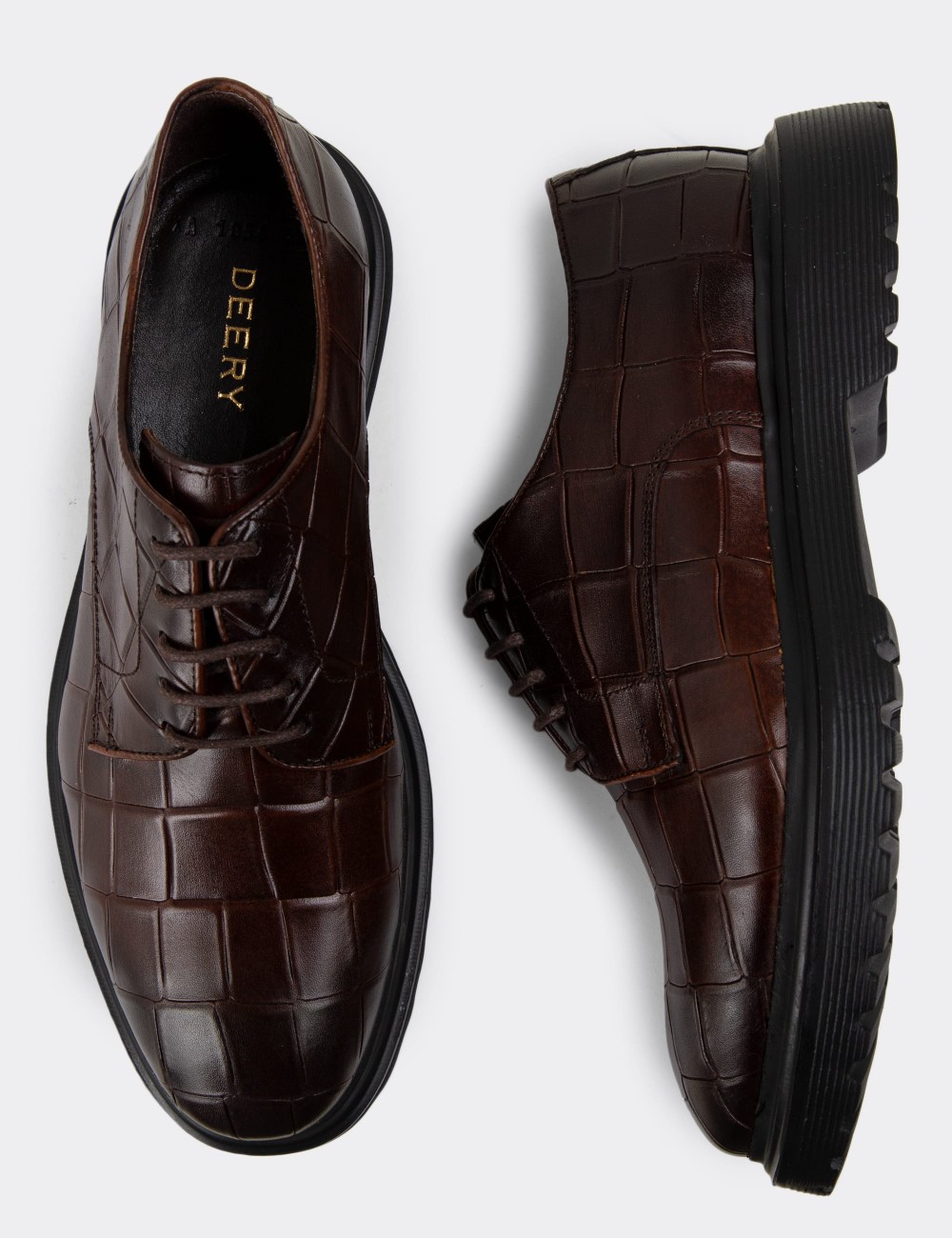 Brown Leather Lace-up Shoes - 01854MKHVE01