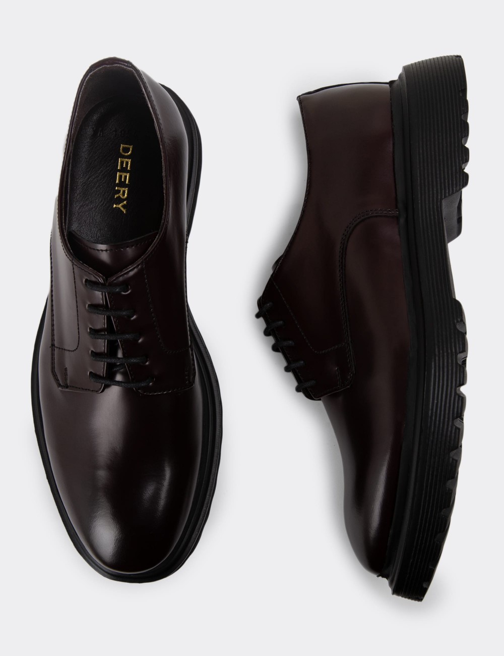 Burgundy Leather Lace-up Shoes