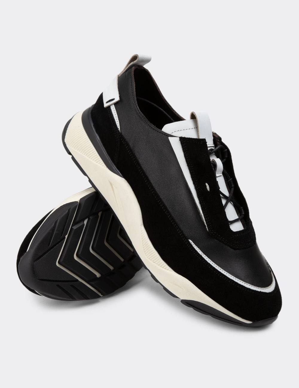 Black Suede Leather Sneakers - 01917MSYHE02
