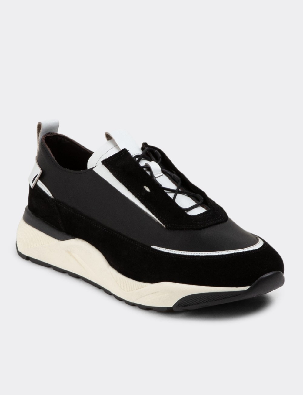 Black Suede Leather Sneakers - 01917MSYHE02