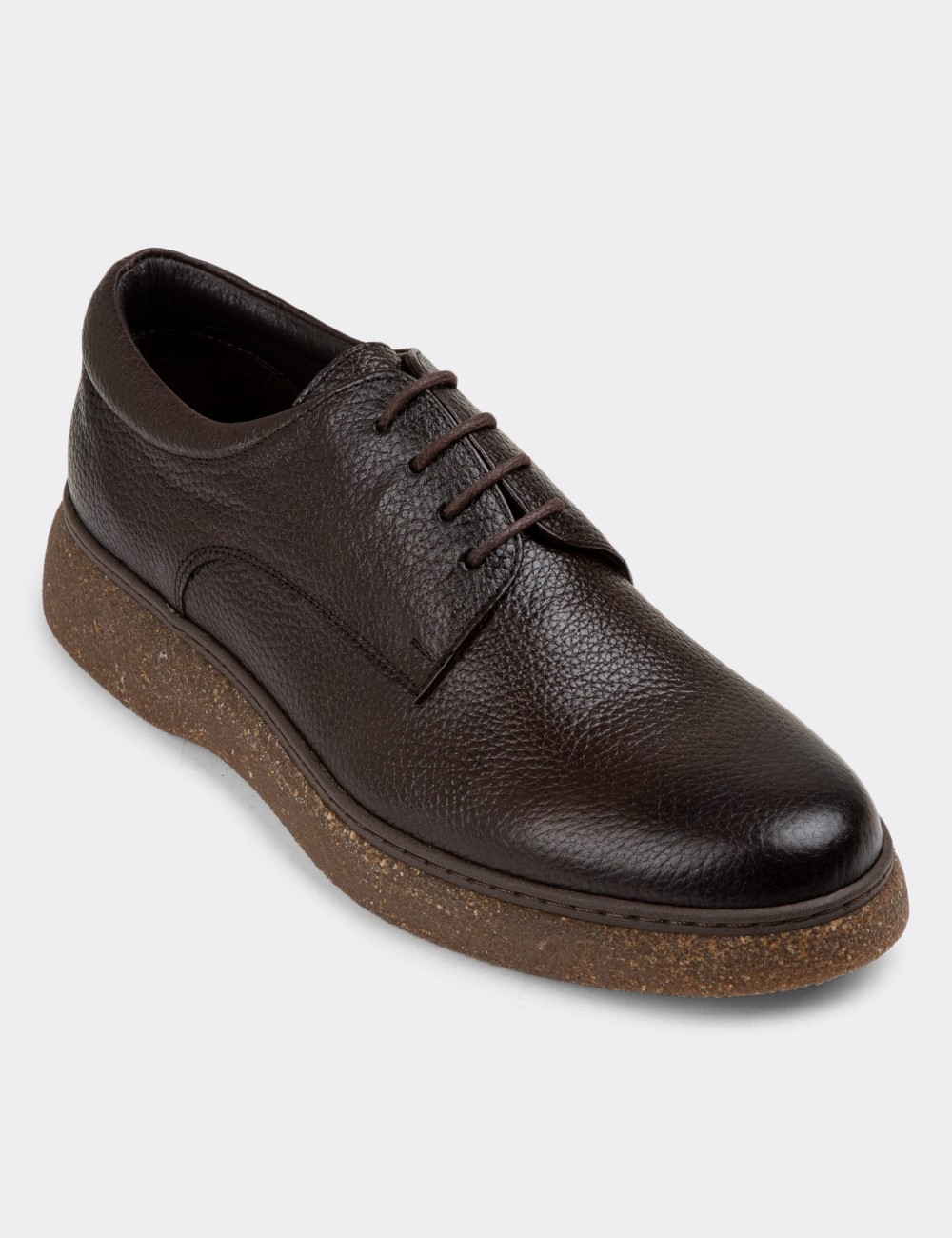 Brown Leather Lace-up Shoes - 01934MKHVC07