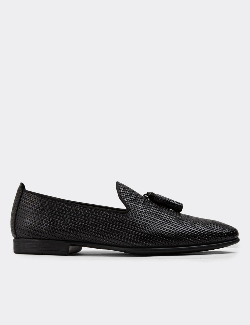 Black Leather Loafers - 01702MSYHC08
