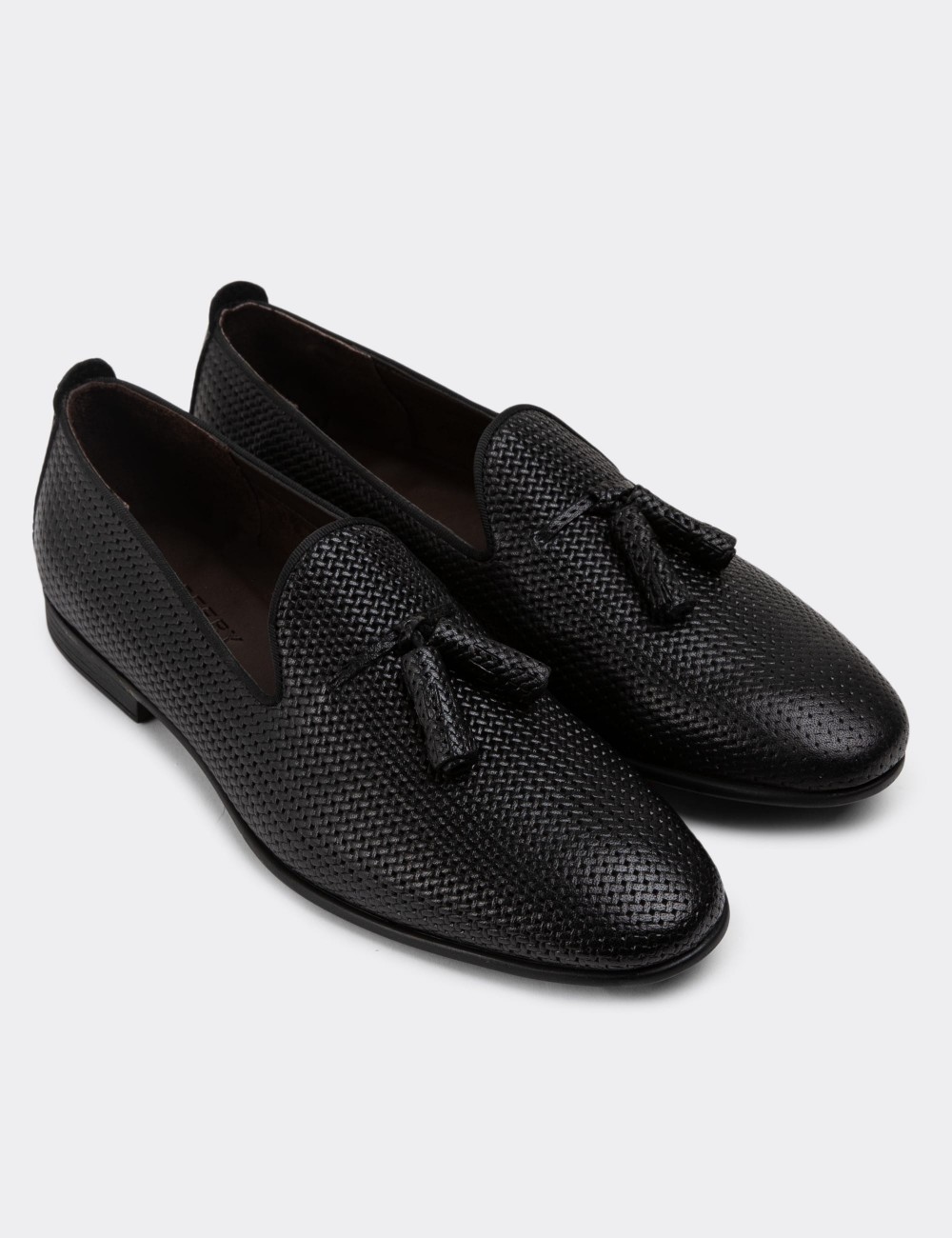 Black Leather Loafers - 01702MSYHC08