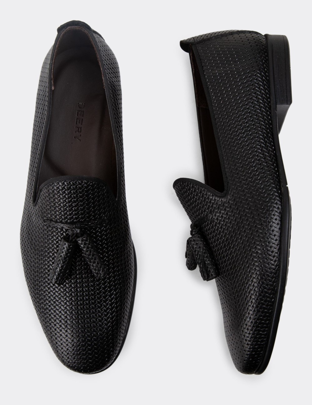 Black Leather Loafers - 01702MSYHC08