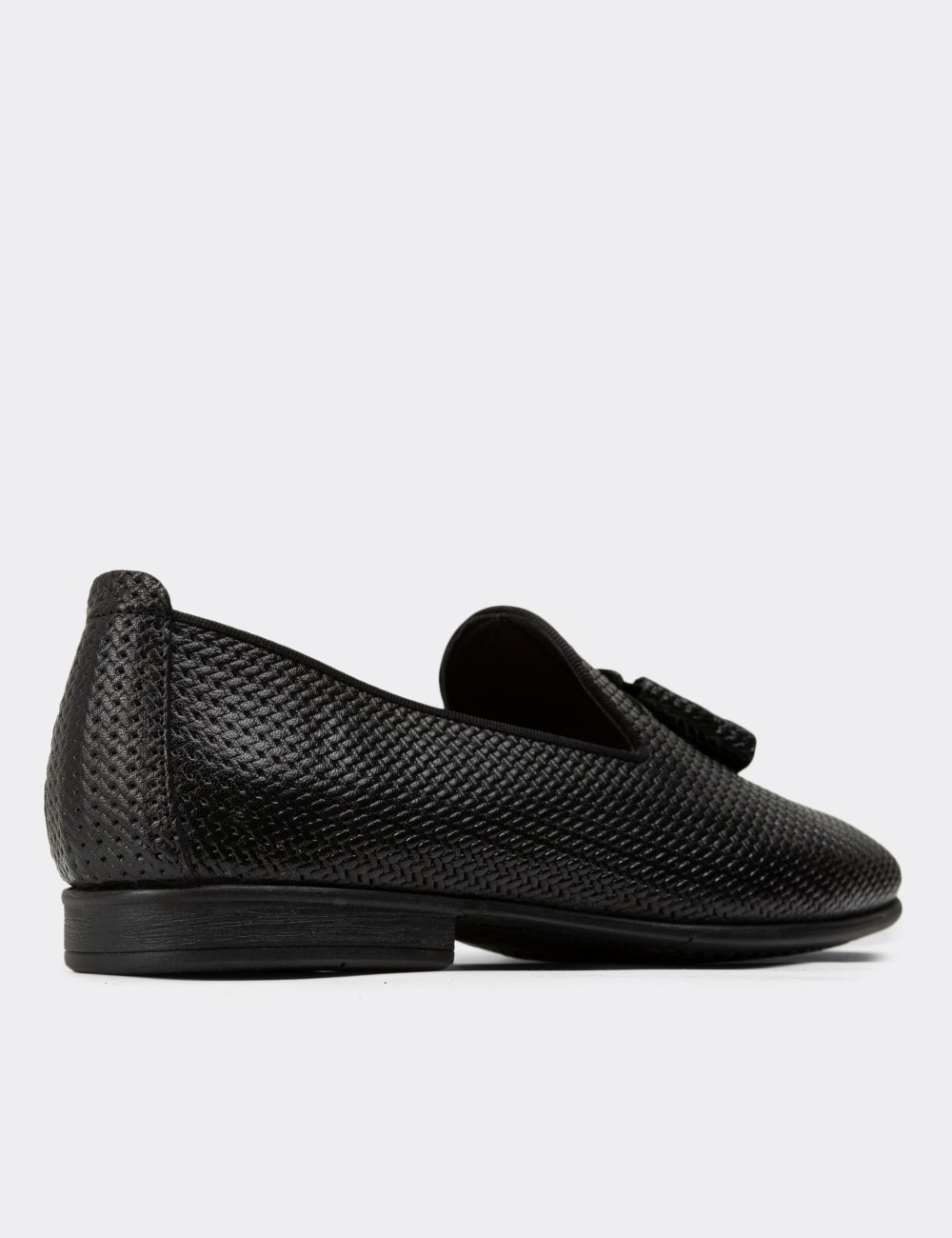 Black Leather Loafers - 01702MSYHC08
