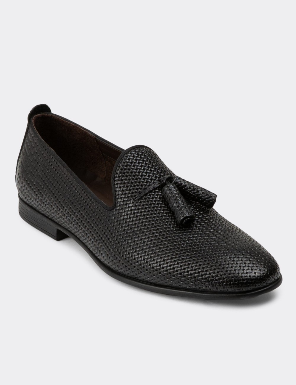Black Leather Loafers - 01702MSYHC08