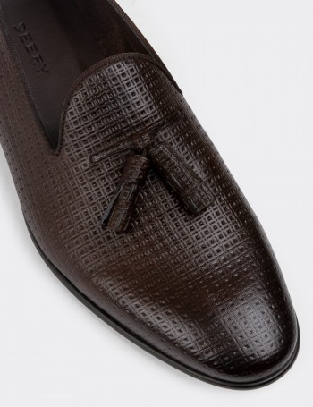Brown Leather Loafers - 01702MKHVC08