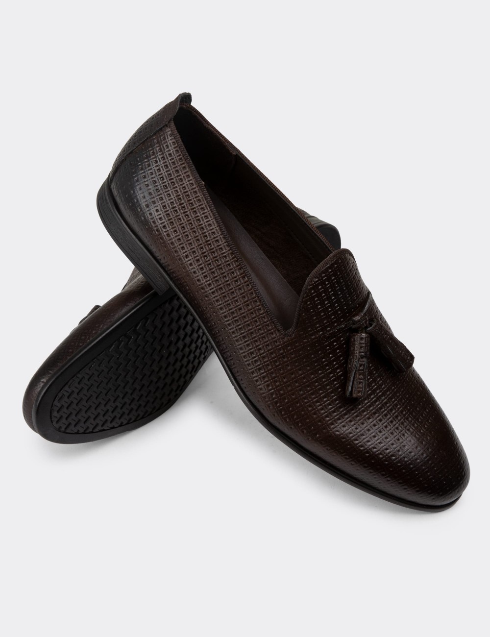 Brown Leather Loafers - 01702MKHVC08
