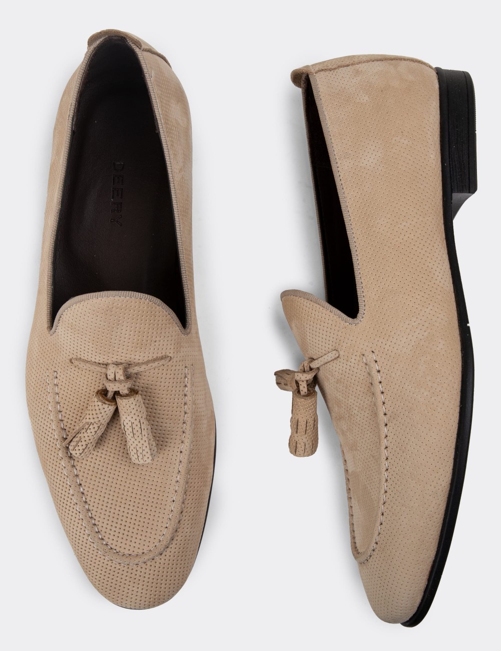 Beige Nubuck Calfskin Loafers - 01702MBEJC01