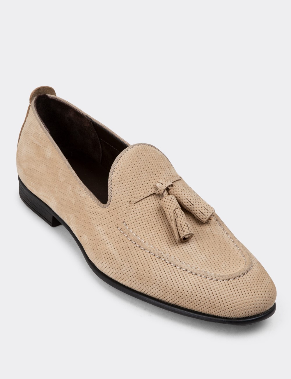 Beige Nubuck Calfskin Loafers - 01702MBEJC01