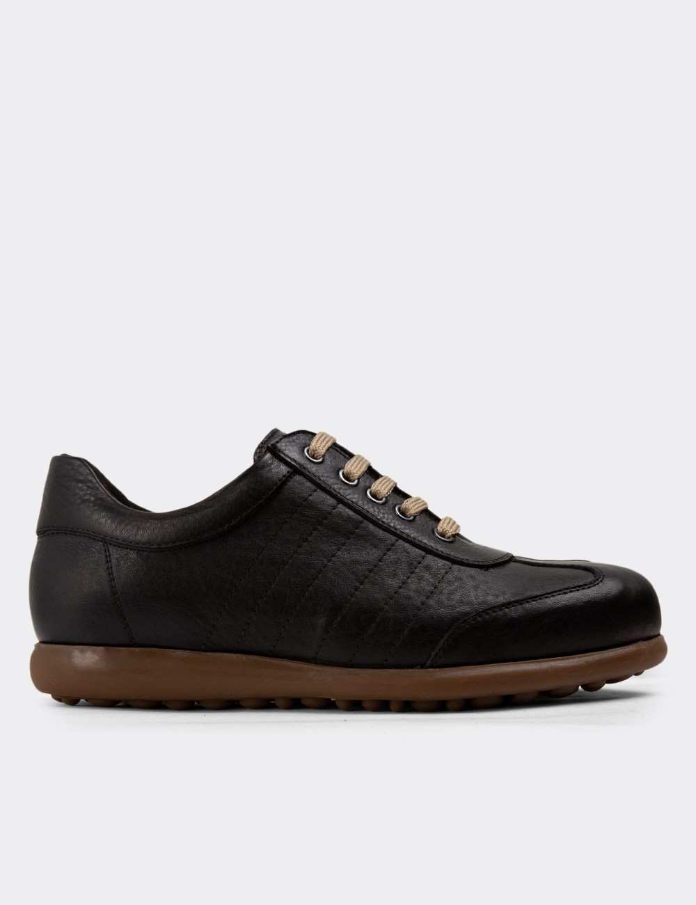 Brown Leather Lace-up Shoes - 01826MKHVC16