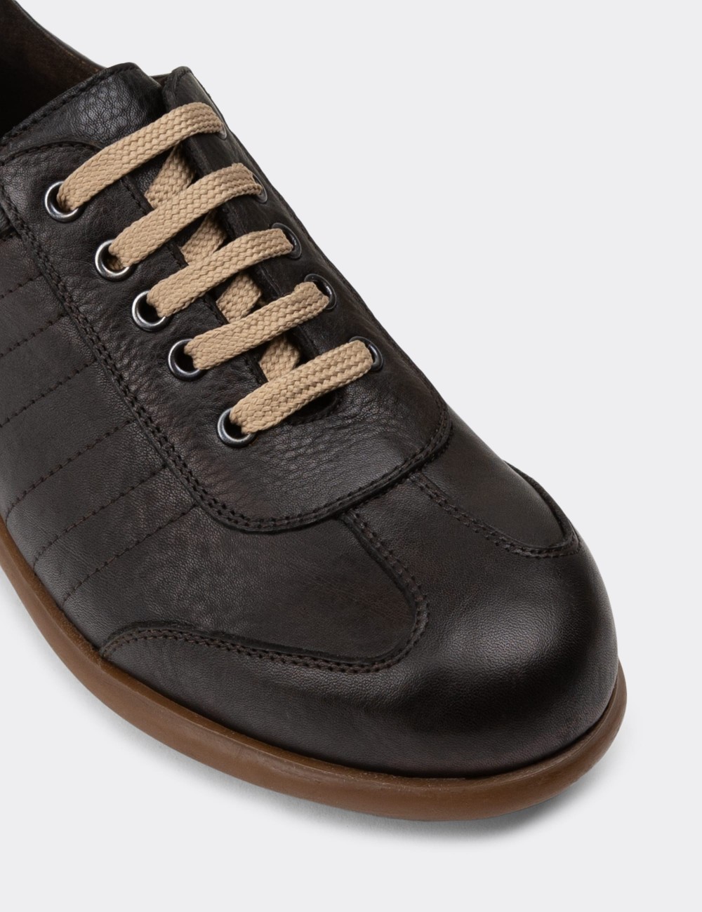 Brown Leather Lace-up Shoes - 01826MKHVC16