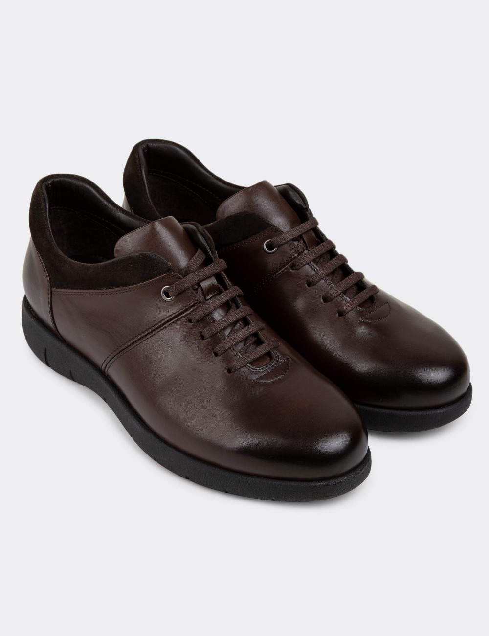 Brown Leather Lace-up Shoes - 01949MKHVC01