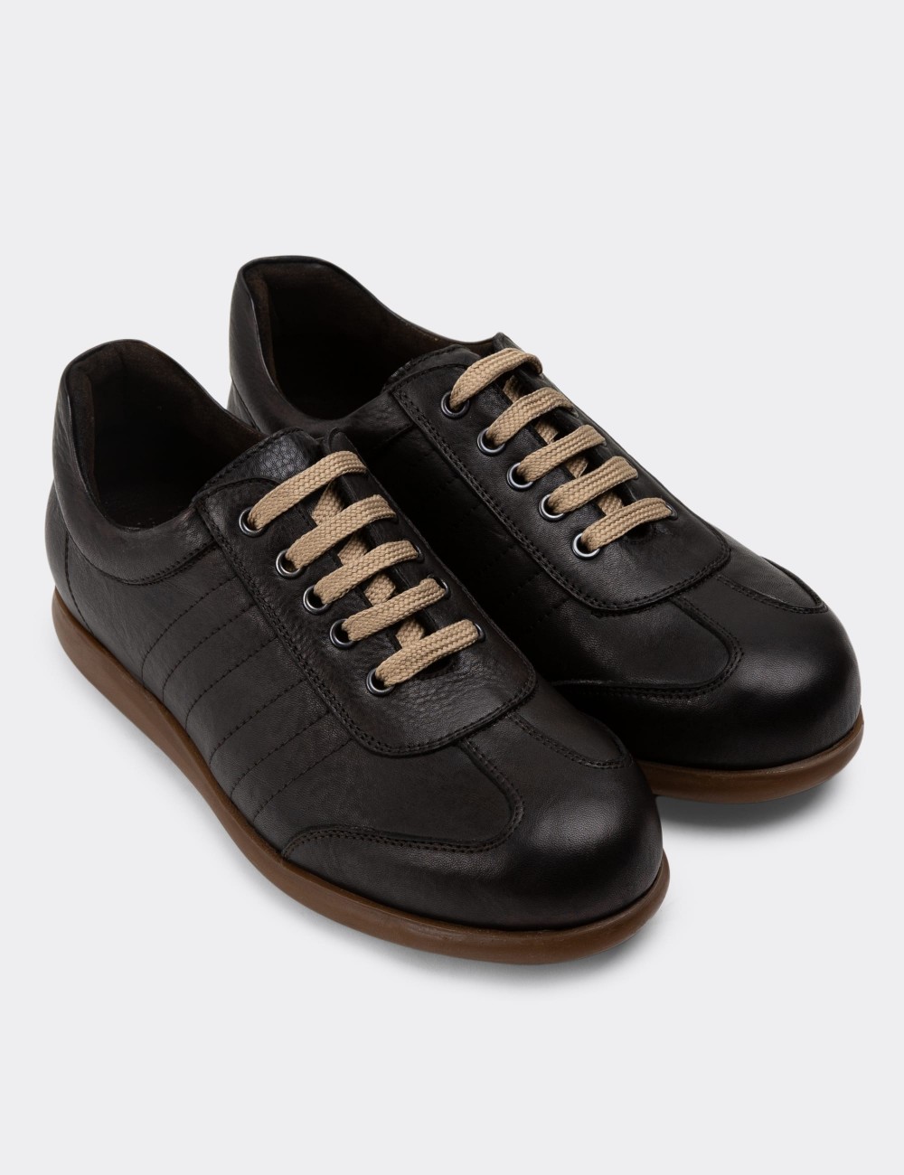 Brown Leather Lace-up Shoes - 01826MKHVC16