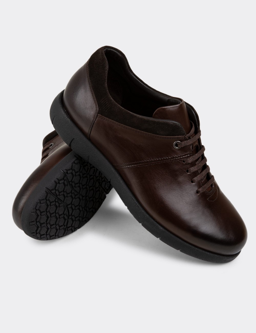 Brown Leather Lace-up Shoes - 01949MKHVC01