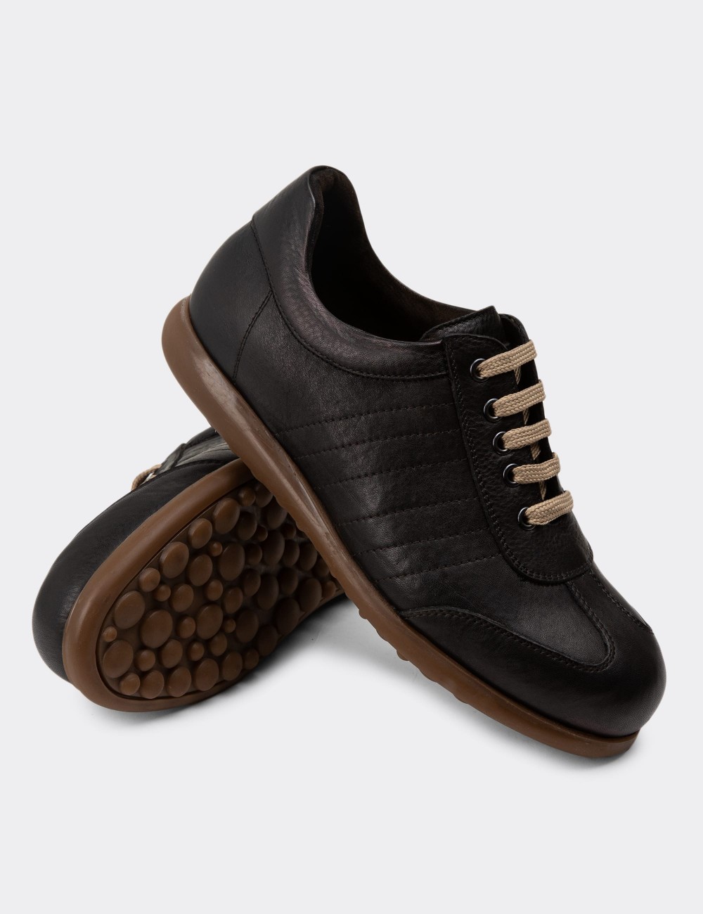 Brown Leather Lace-up Shoes - 01826MKHVC16