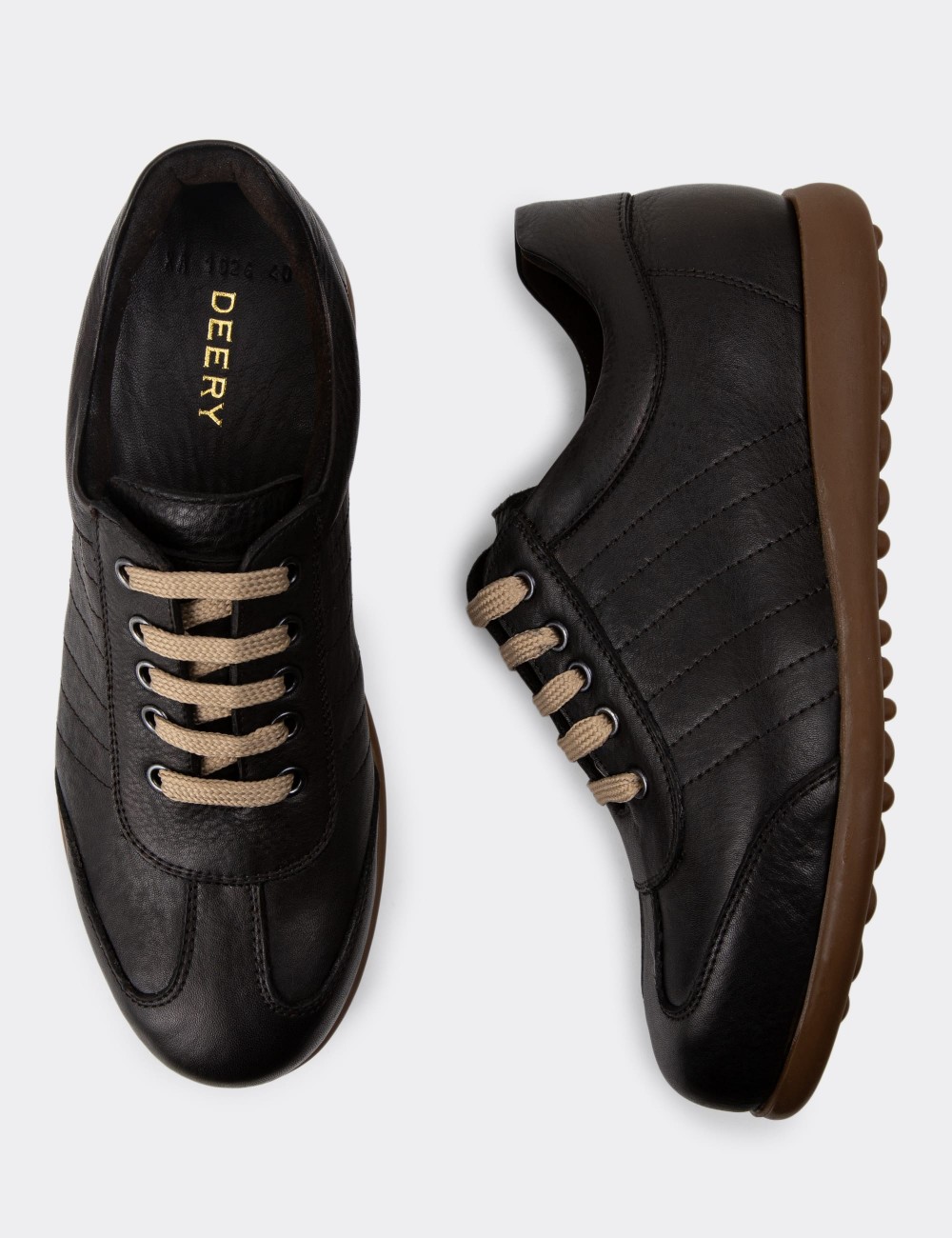 Brown Leather Lace-up Shoes - 01826MKHVC16