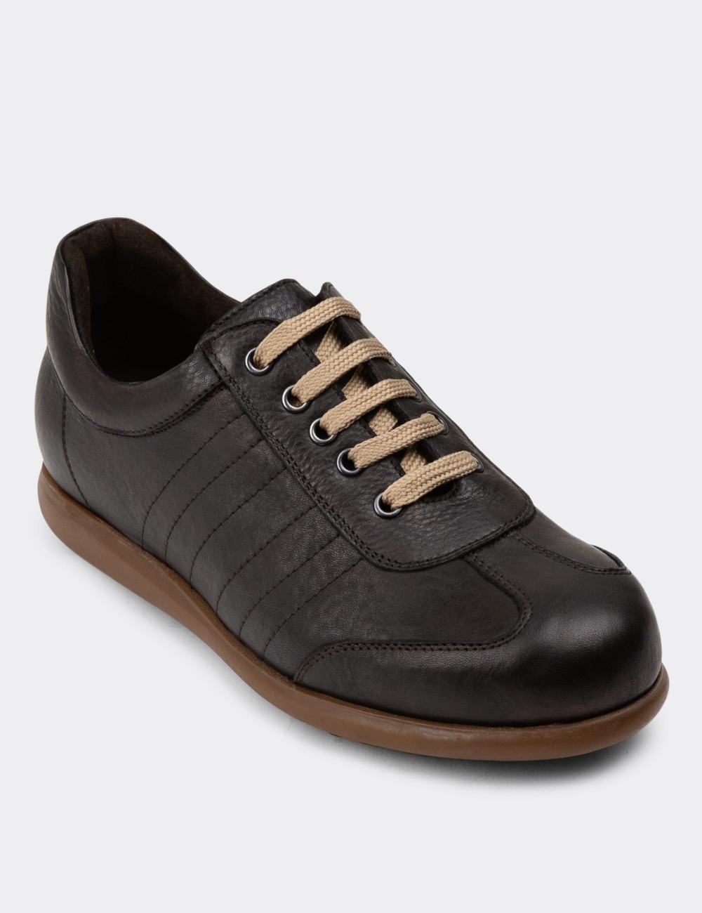 Brown Leather Lace-up Shoes - 01826MKHVC16