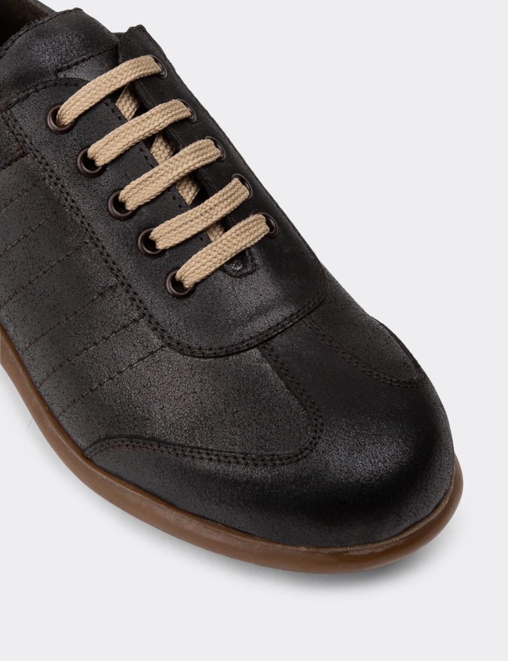 Brown Nubuck Calfskin Lace-up Shoes - 01826MKHVC15
