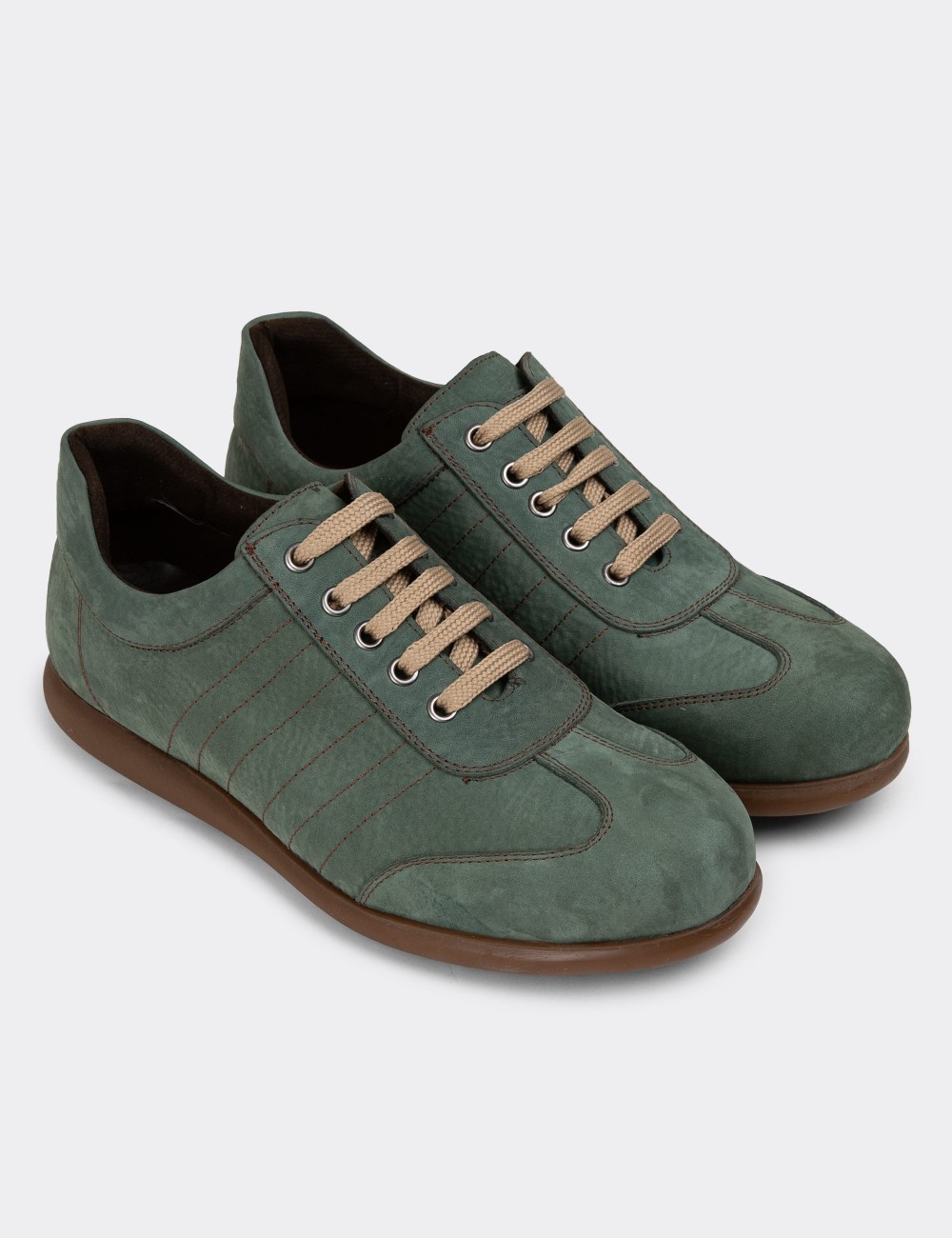 Green Nubuck Calfskin Lace-up Shoes - 01826MYSLC06