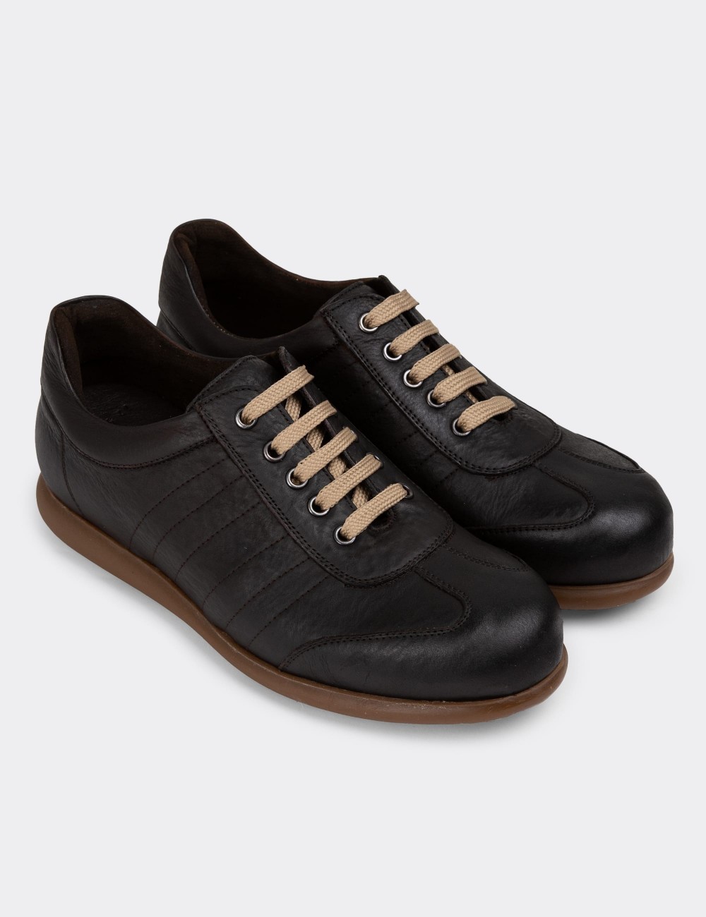 Brown Leather Lace-up Shoes - 01826MKHVC22