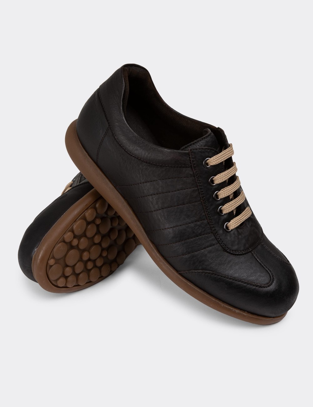 Brown Leather Lace-up Shoes - 01826MKHVC22