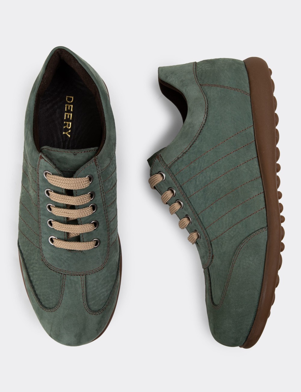 Green Nubuck Calfskin Lace-up Shoes - 01826MYSLC06