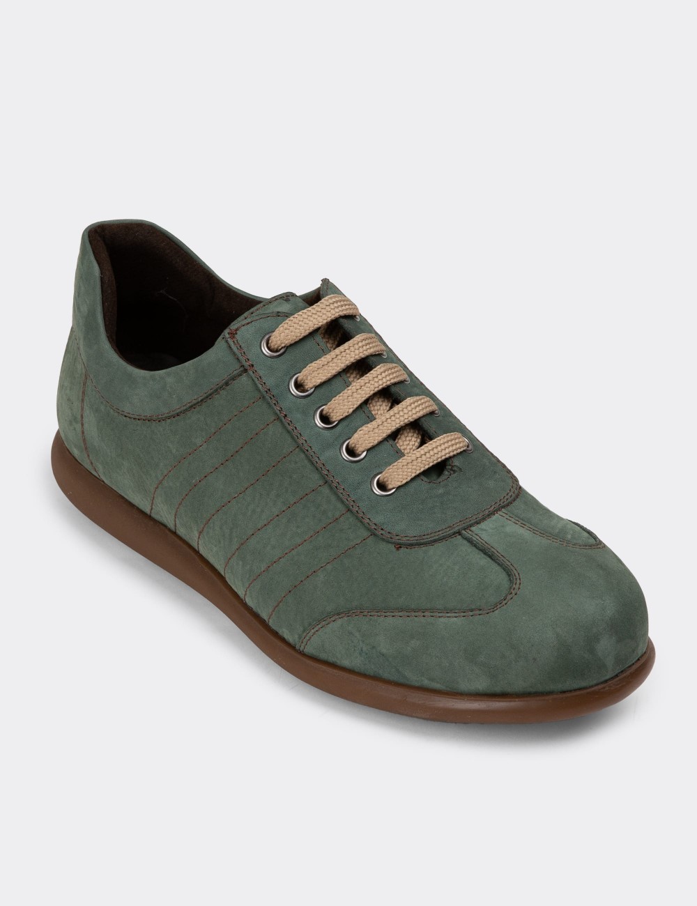 Green Nubuck Calfskin Lace-up Shoes - 01826MYSLC06