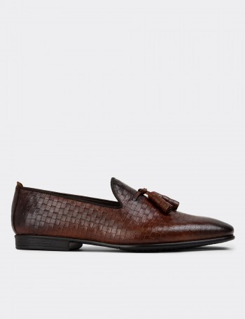 Brown Leather Loafers - 01702MKHVC13