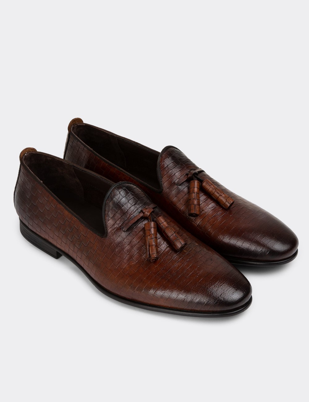 Brown Leather Loafers - 01702MKHVC13